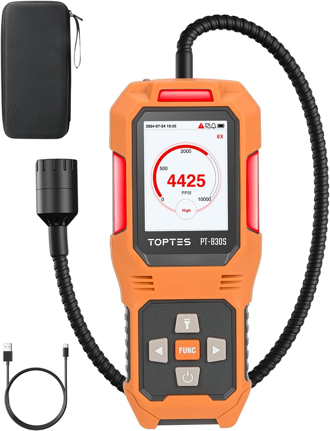 TopTes PT-830S Gas Leak Detector — Color-Display Combustible Sniffer product photo