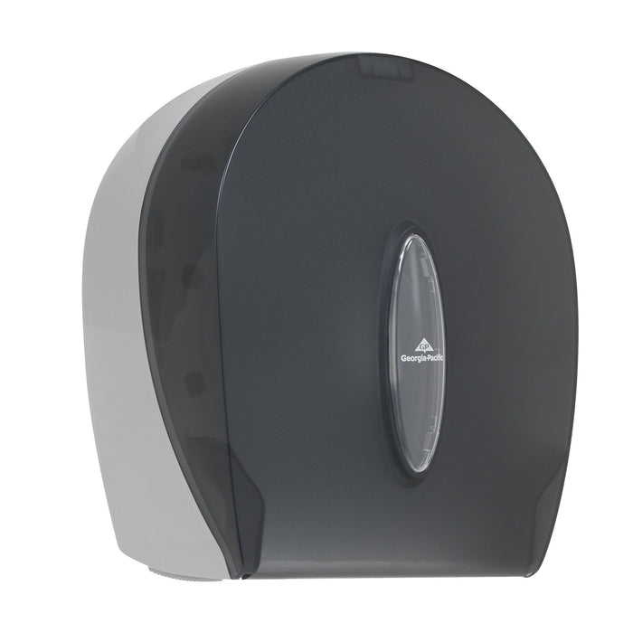 Georgia-Pacific 59009 Single-Roll Jumbo Toilet Paper Dispenser, Translucent Smoke product photo