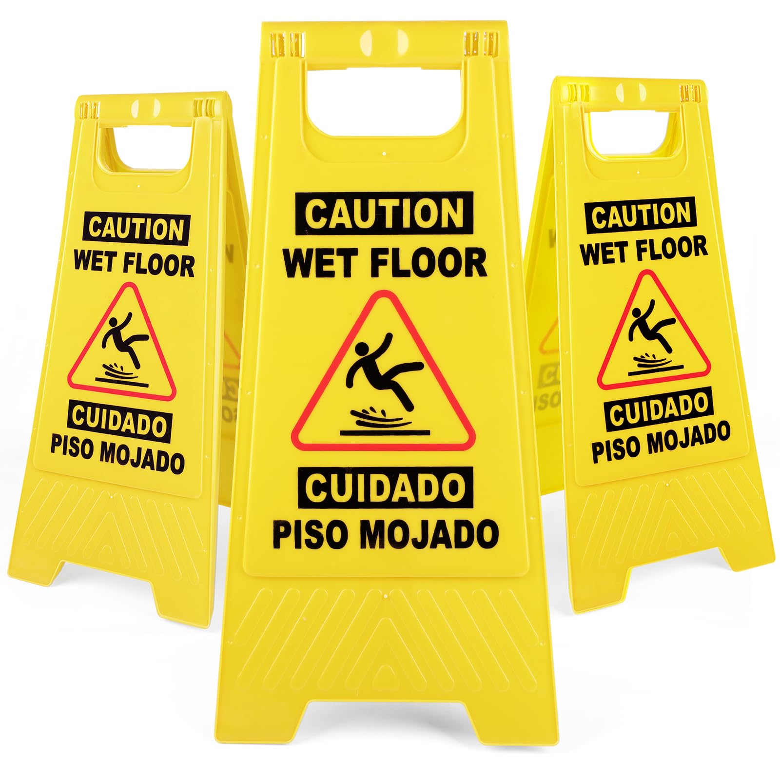 Bilingual 24 Inch Wet Floor Signs — 3-Pack product photo