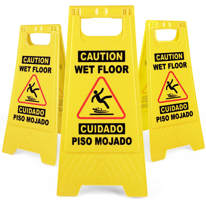 Bilingual 24 Inch Wet Floor Signs — 3-Pack product photo