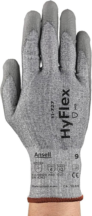 Ansell HyFlex 11-727 ANSI A2 cut-resistant gloves with polyurethane PU palm