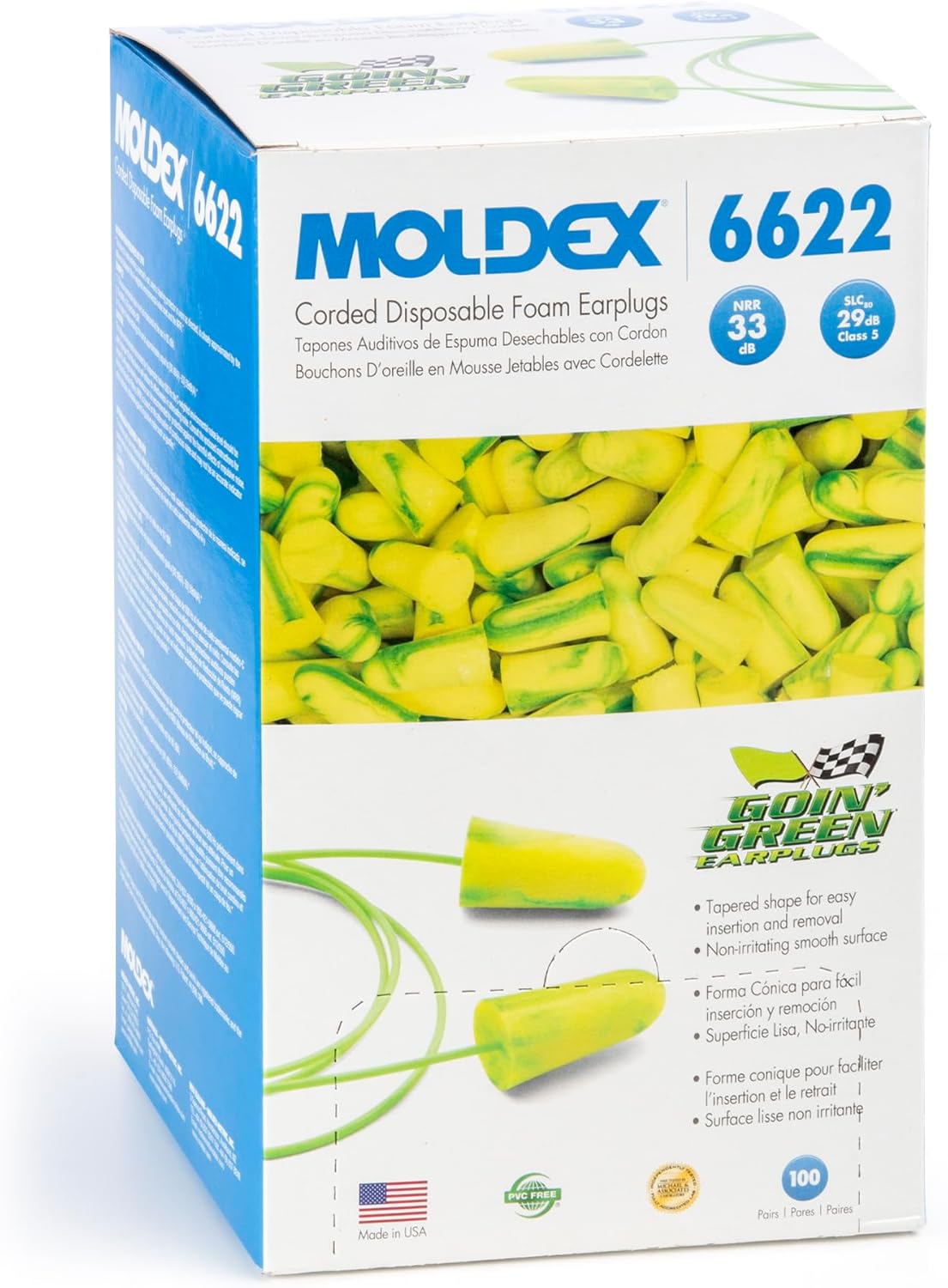 Moldex 6622 Goin Green Corded Earplugs — NRR 33 product photo