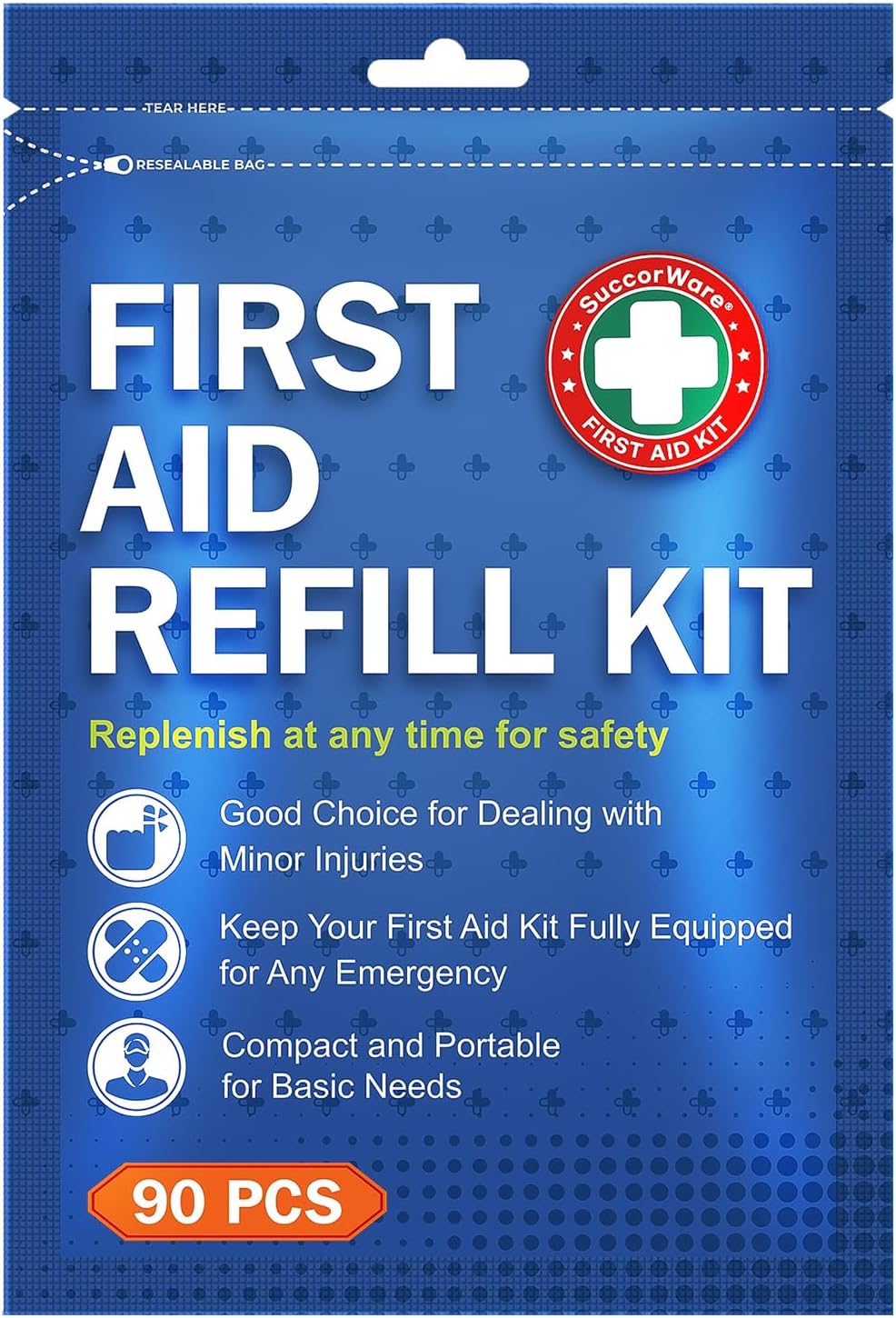 SuccorWare 90 Pieces First Aid Refill Kit, Wound Care Kit product photo