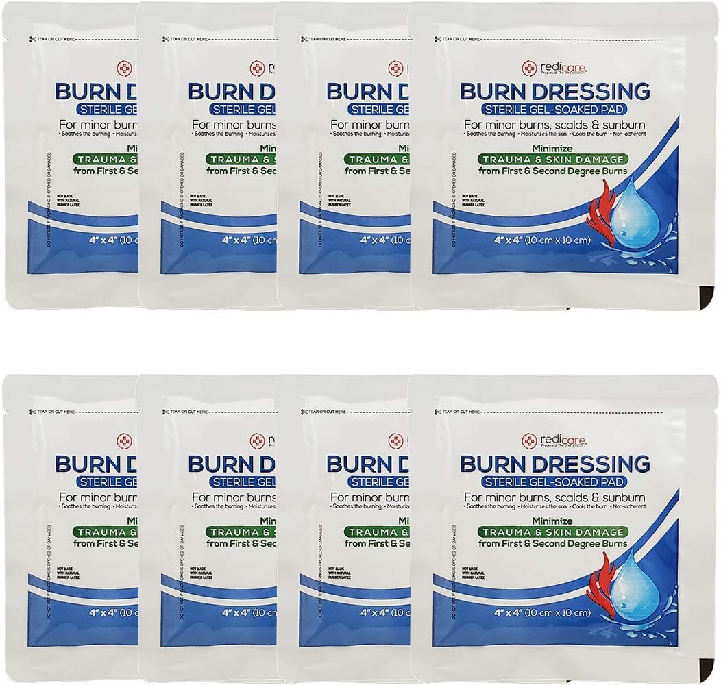 Redicare 8 Pack Burn Gel Dressing 4 x 4 Inch, Burn Care First Aid Treatment product photo