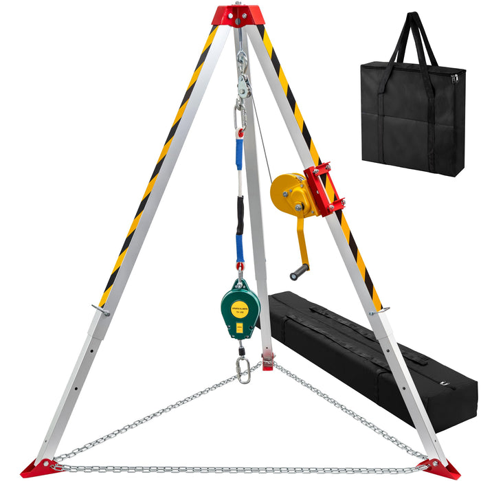 TRSMIMA Confined Space Tripod Kit — 1200 lb Winch, 7 ft Legs, 98 ft Cable, Fall Arrester product photo