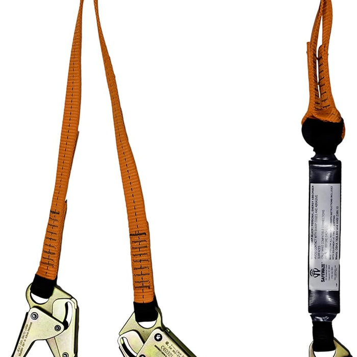 SafeWaze FS88566-E V-Line Rebar Hook Lanyard — Dual-Leg, 6 ft, 100% Tie-Off product photo