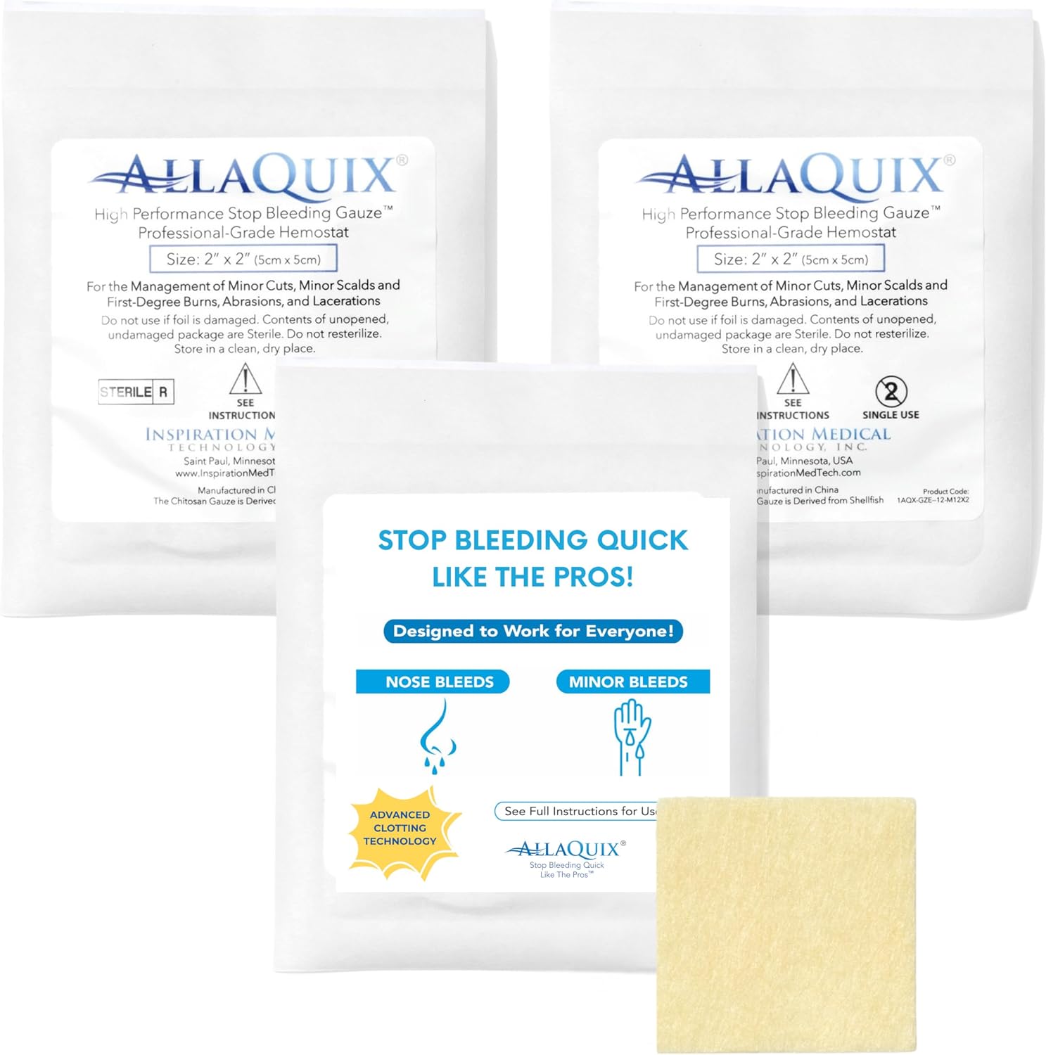 AllaQuix High Performance Stop Bleeding Gauze, Chitosan Hemostatic product photo