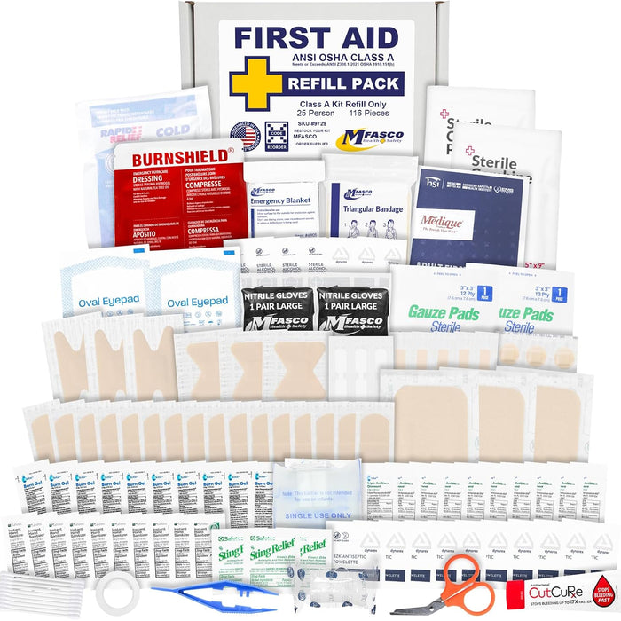 MFASCO ANSI Class A First Aid Kit Refill — 116 Pieces, Z308.1-2021 product photo