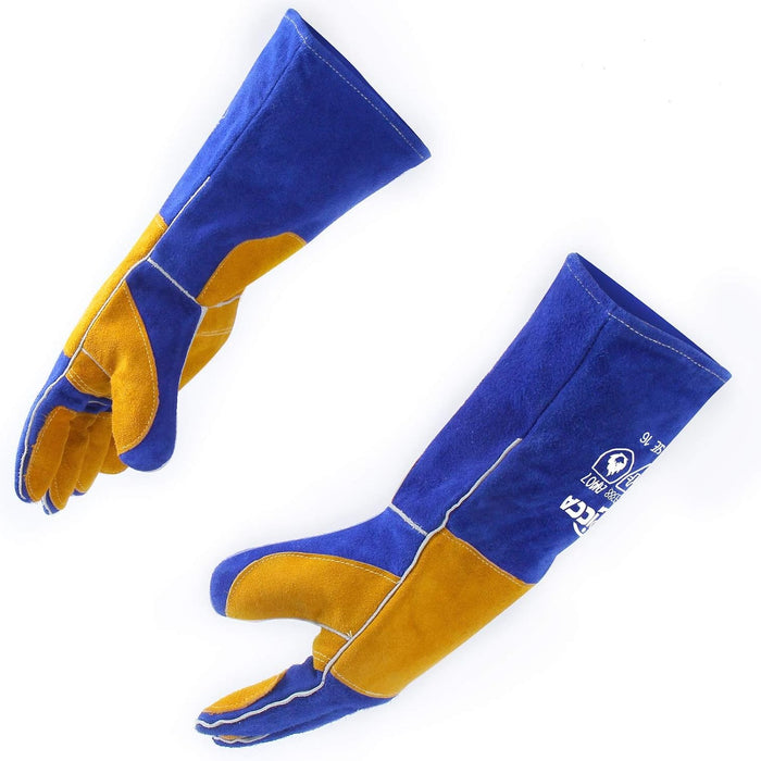 Rapicca 932F 16-Inch Welding Gloves — Fireproof Leather, Blue product photo