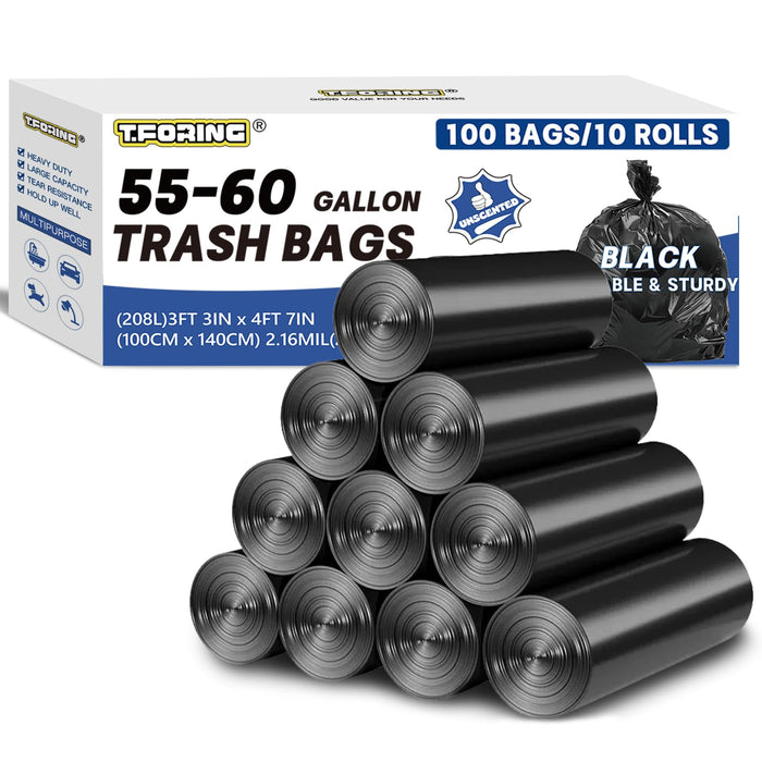 55-60 Gallon Trash Bags — 2.1 Mil, 100-Count product photo