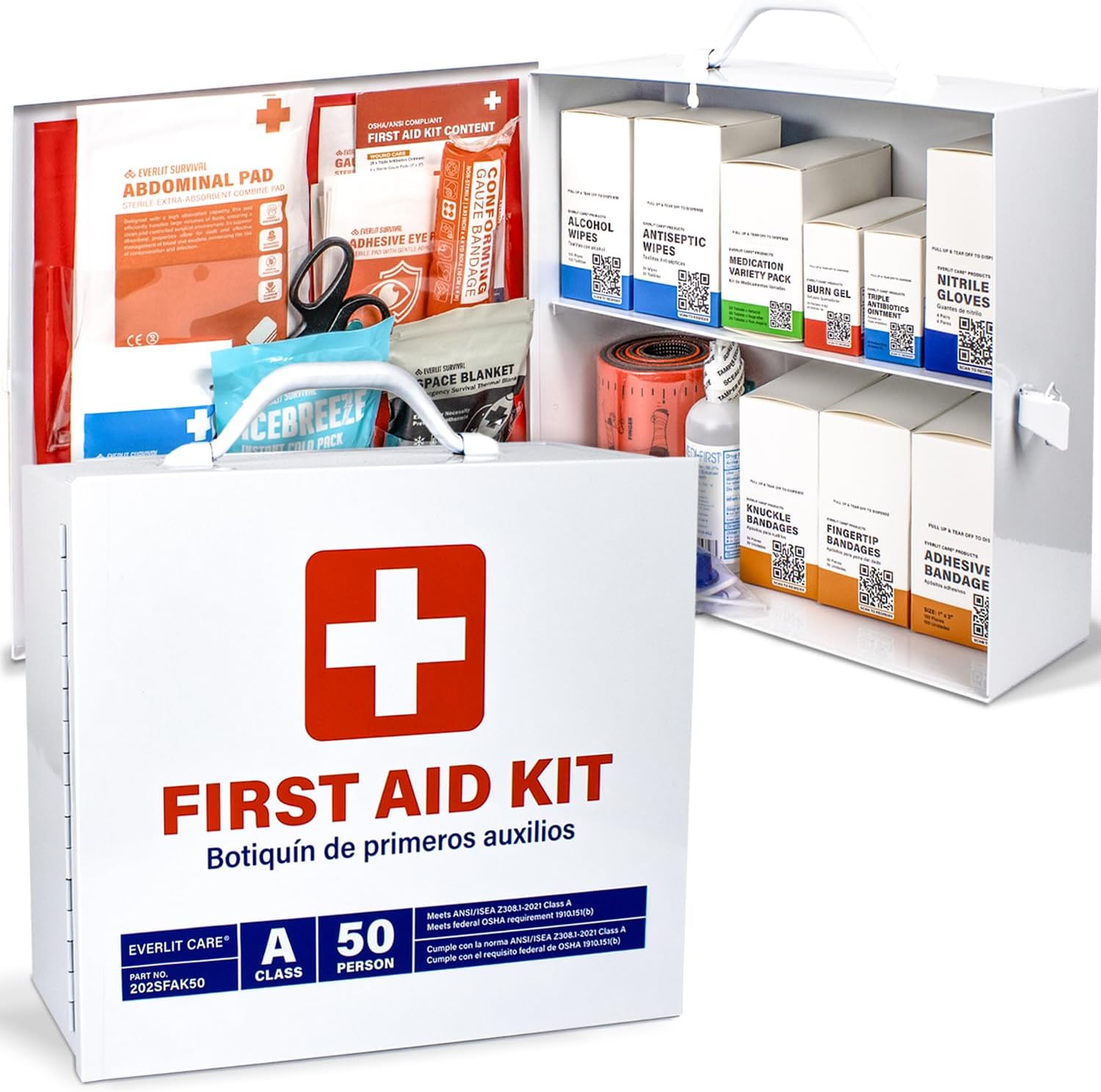 EVERLIT CARE 2-Shelf OSHA-Compliant First Aid Kit, ANSI Class A, 50 Person product photo