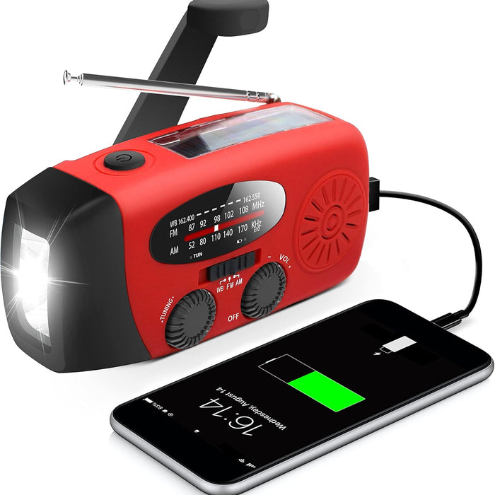 RunningSnail Emergency Hand Crank Radio with LED Flashlight product photo