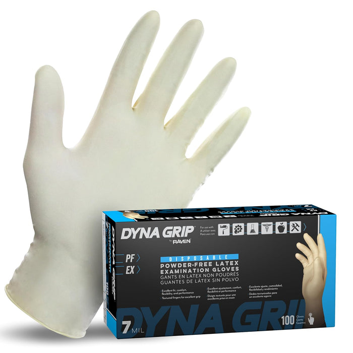 SAS Dyna Grip Disposable Latex Gloves, 7 Mil Powder Free product photo