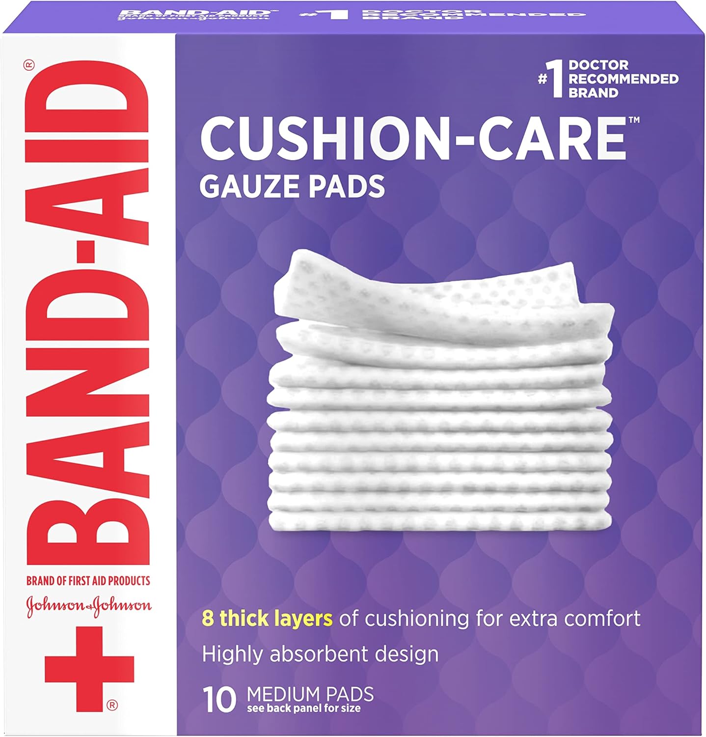 Band-Aid Brand Cushion Care Non-Stick Gauze Pads, Individually-Wrapped product photo