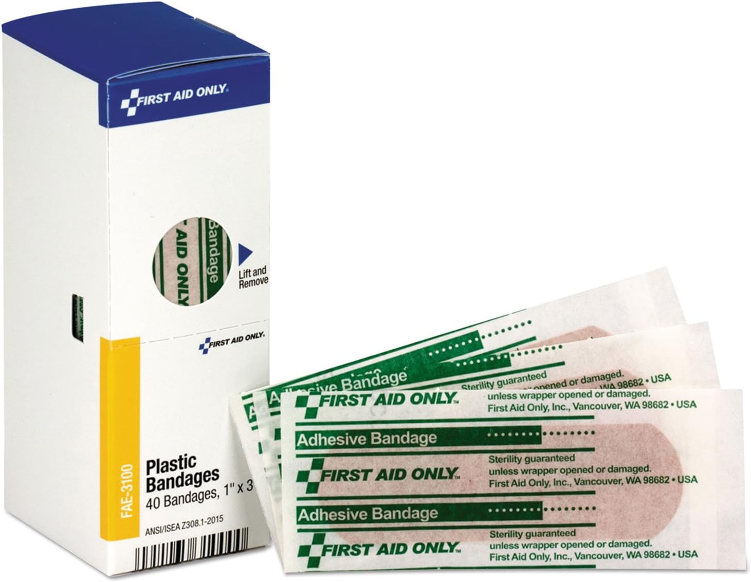 First Aid Only FAE-3100 SmartCompliance Refill Plastic Adhesive Bandages product photo