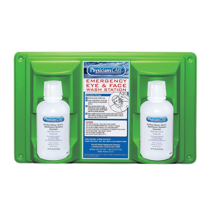 PhysiciansCare Wall-Mountable Eyewash Station with 2 Bottles product photo