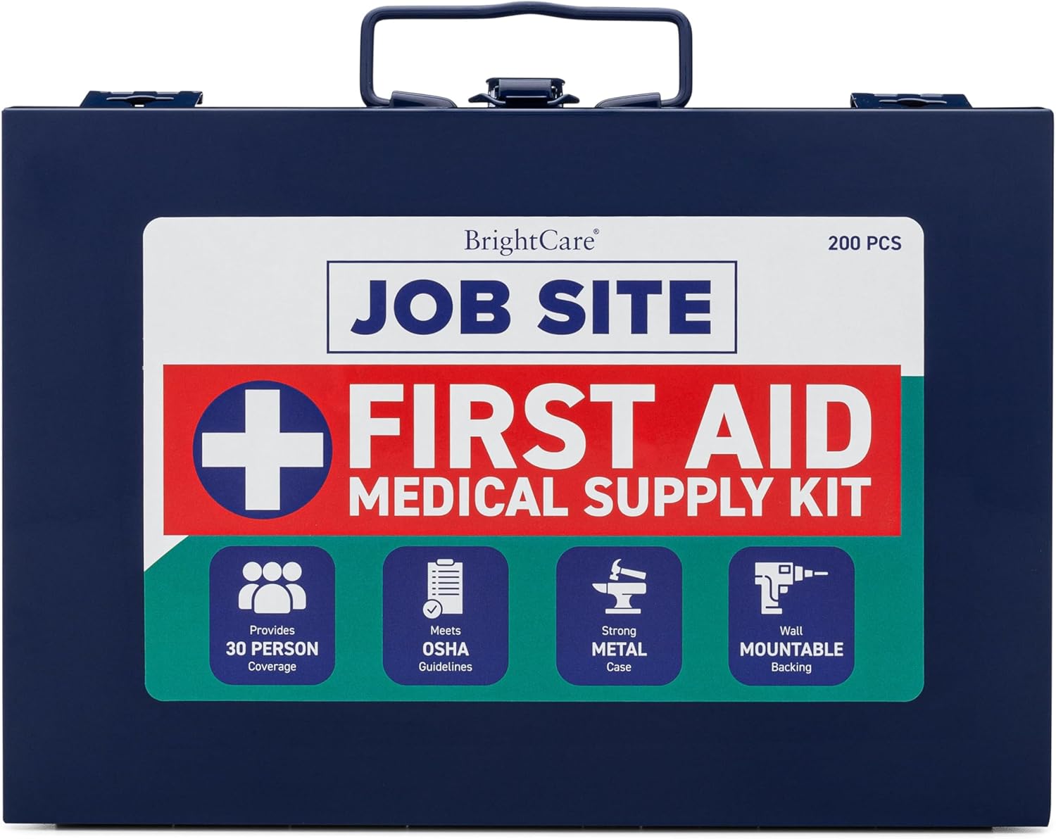 BrightCare First Aid Kit for Job Site, Construction & Contractor, Metal Case, 200 Piece product photo