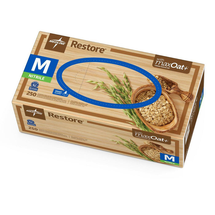 Medline Restore Sensitive Skin Nitrile Gloves — maxOat+ Oatmeal, 3.5 Mil, 250 Count product photo