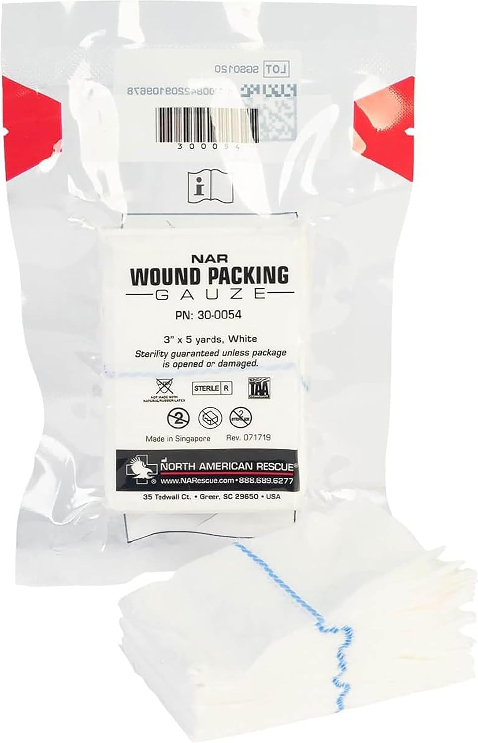 North American Rescue Wound Packing Gauze, Z-Folded, X-Ray Detectable (NWPGZF) product photo
