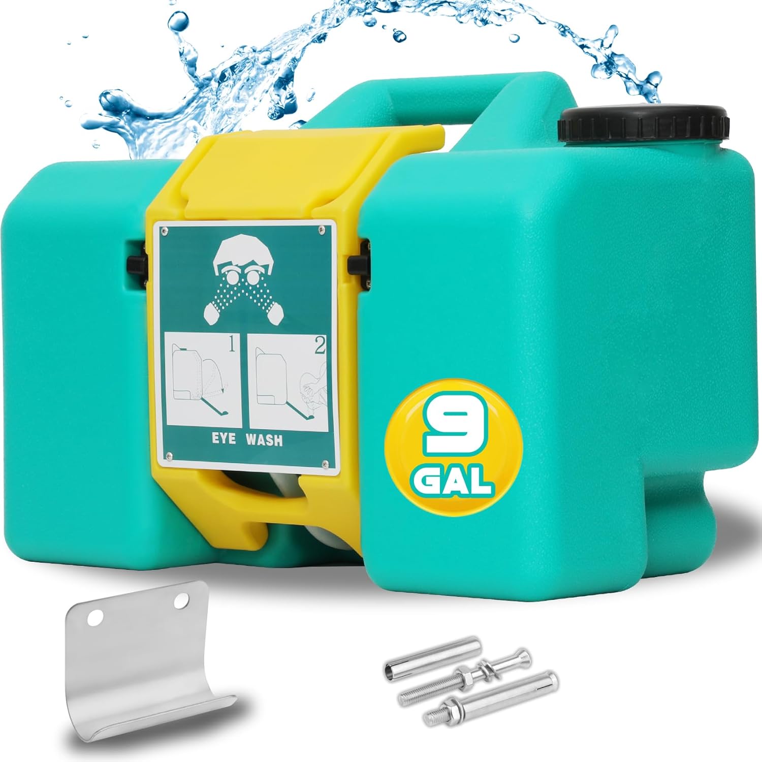 Magula 9-Gallon Portable Gravity-Fed Eye Wash Station — Dual Spray, 15-Minute Flush product photo