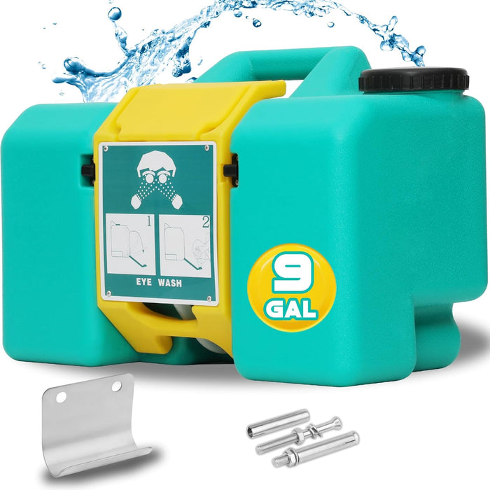 Magula 9-Gallon Portable Gravity-Fed Eye Wash Station — Dual Spray, 15-Minute Flush product photo