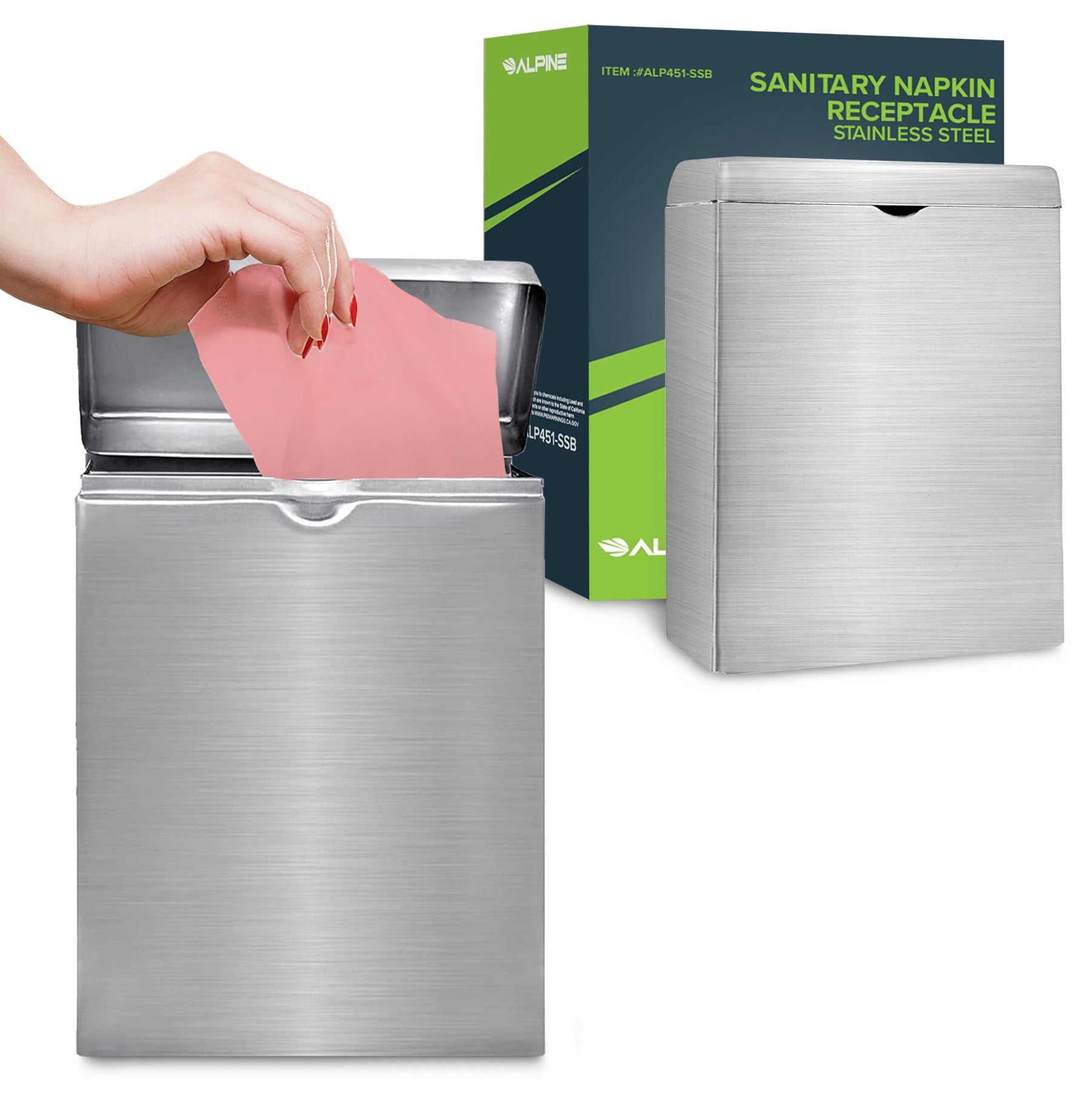 Alpine Sanitary Napkin Receptacle, Wall Mounted — Commercial Restroom product photo