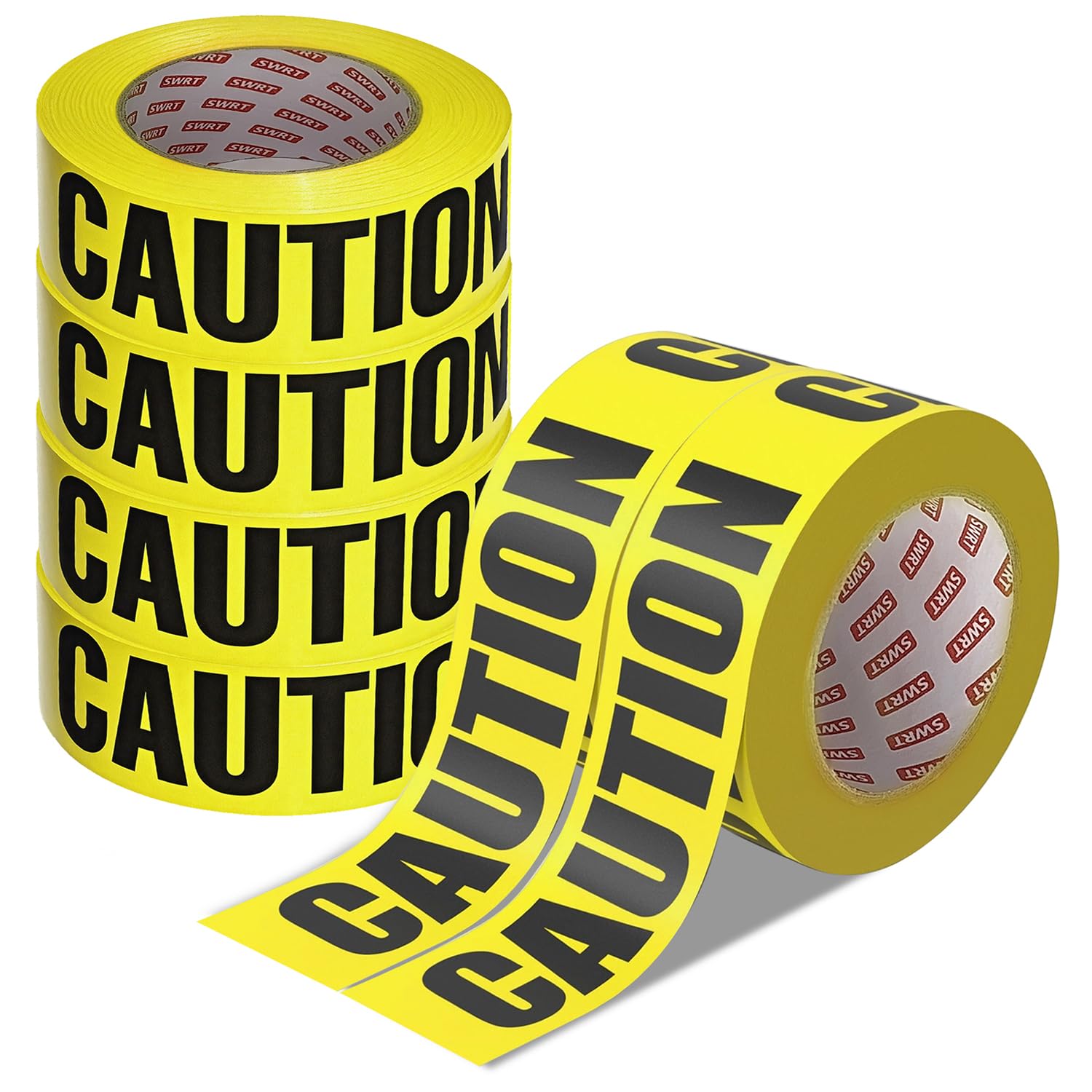Yellow Caution Tape, 3 in x 1,000 ft — 6 Rolls (6,000 ft)