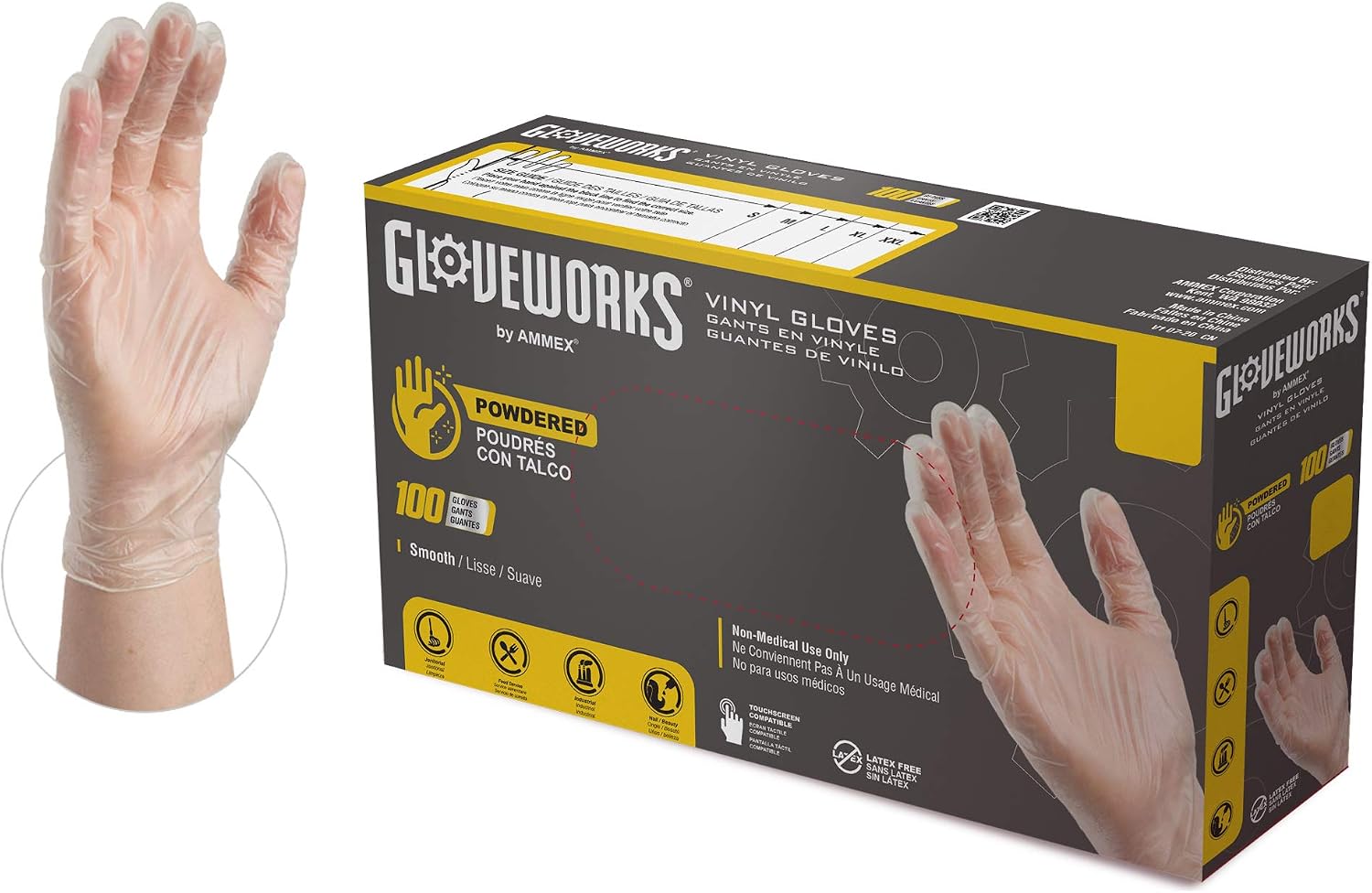 Clear Vinyl Industrial Gloves by GLOVEWORKS, Powder-Free product photo