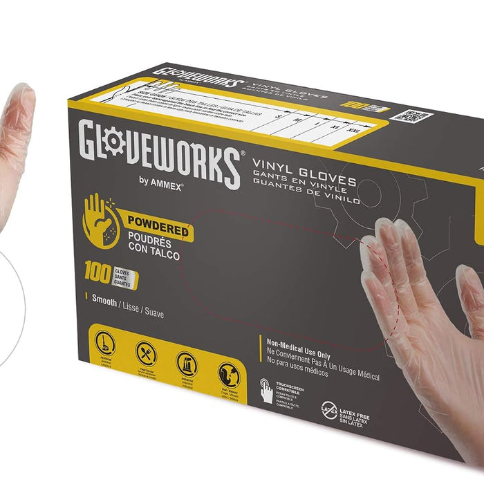Clear Vinyl Industrial Gloves by GLOVEWORKS, Powder-Free product photo