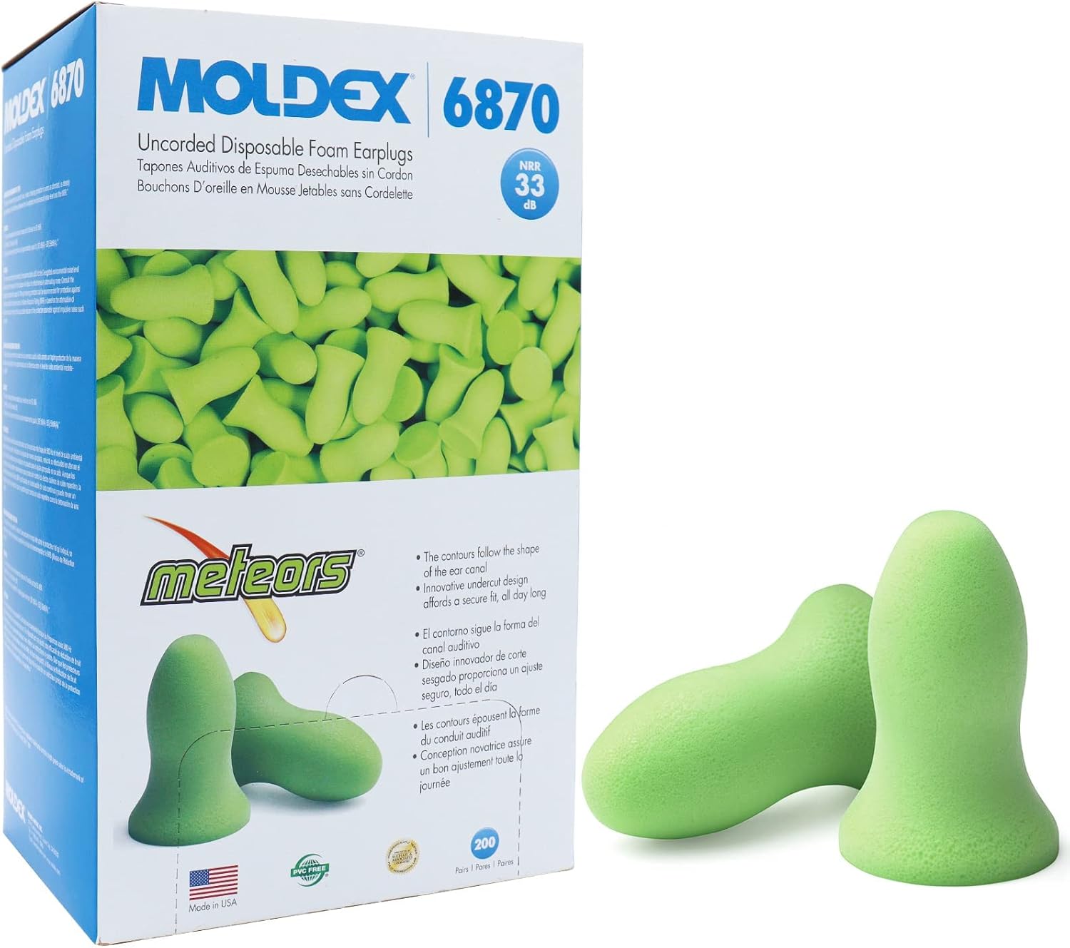 Moldex 6870 Meteors Cordless Earplugs — NRR 33 product photo