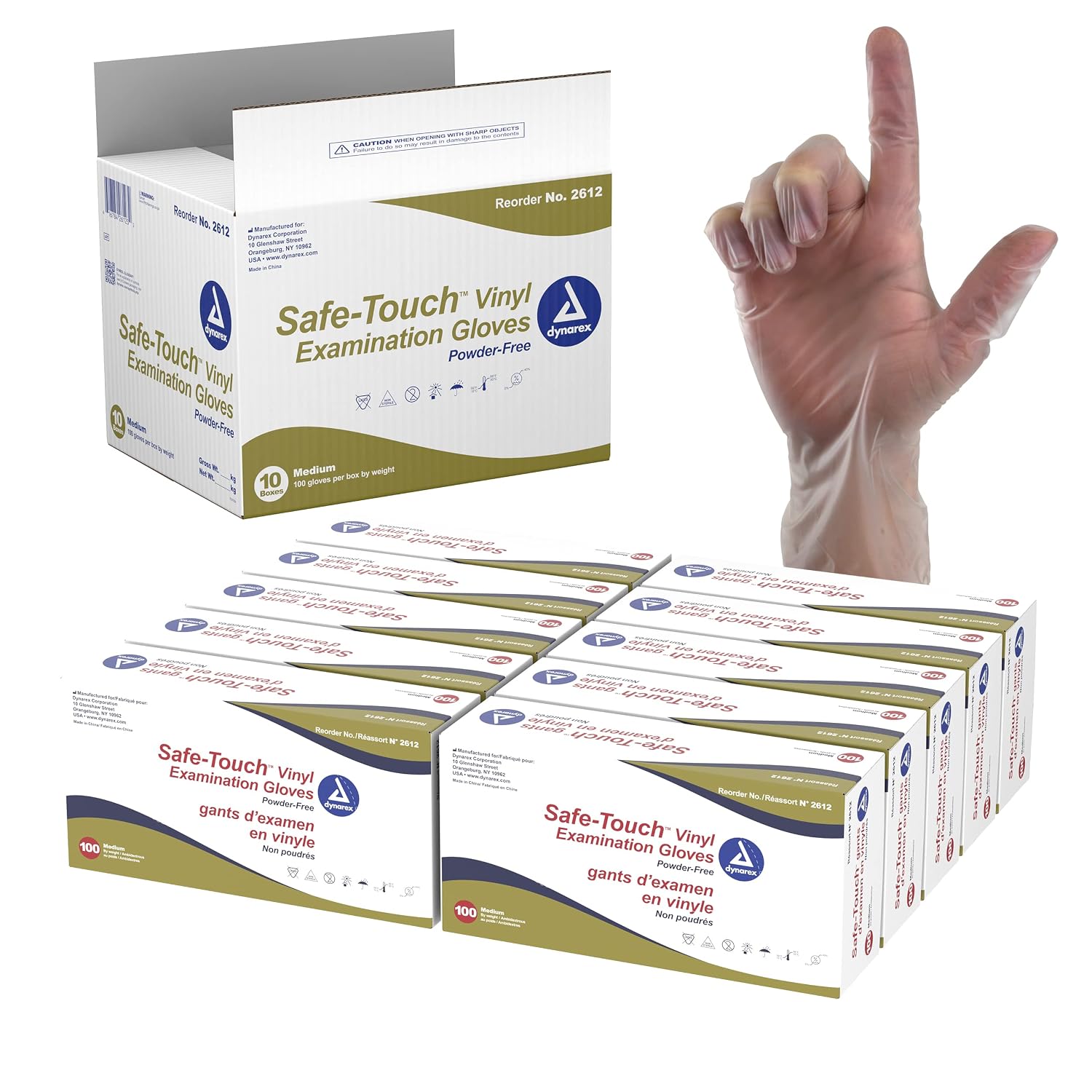 Dynarex Safe-Touch Vinyl Exam Gloves, Powder-Free product photo