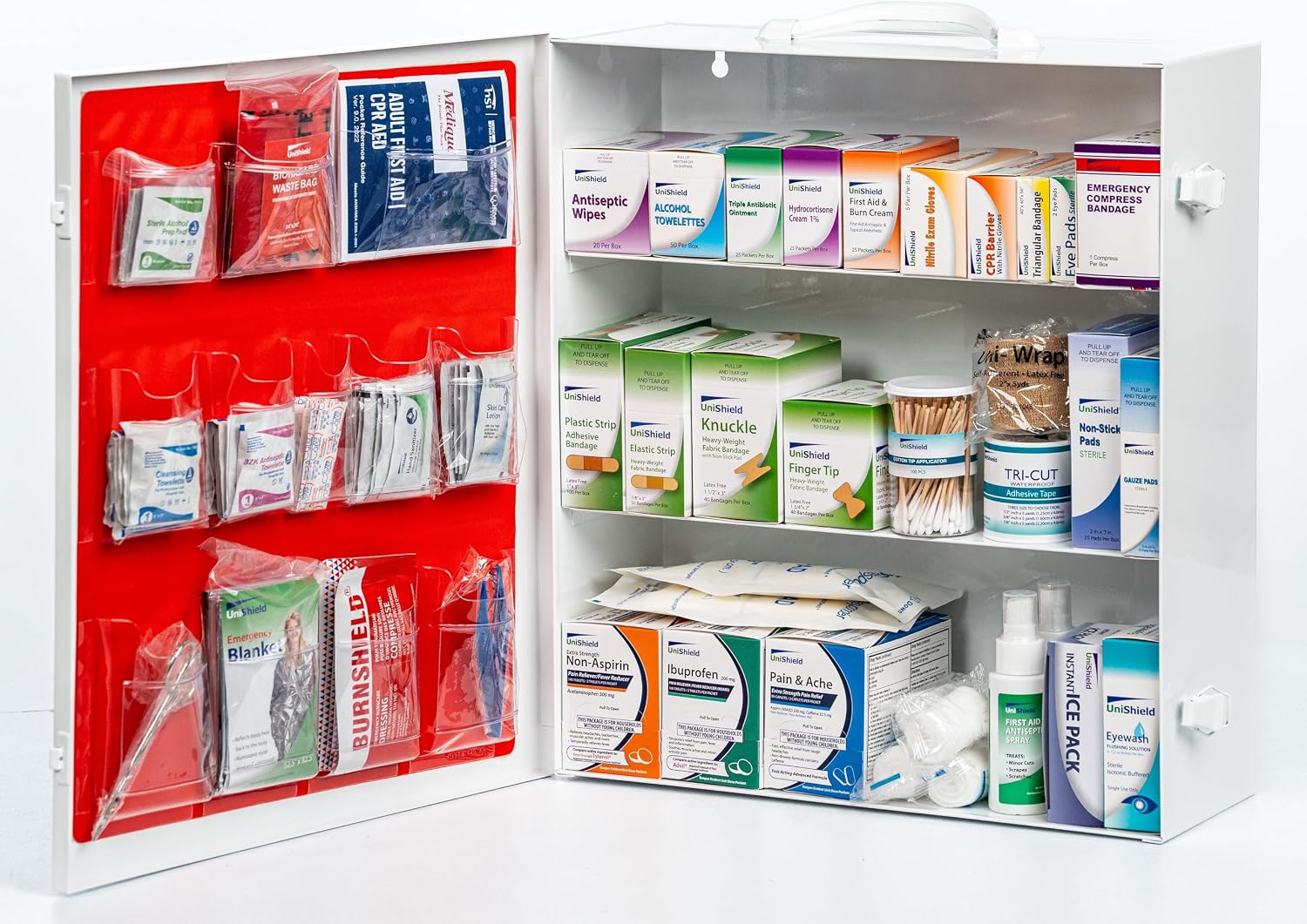 UniShield 3-shelf metal first aid cabinet Class A product photo