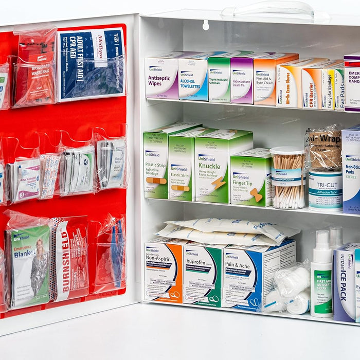 UniShield 3-shelf metal first aid cabinet Class A product photo