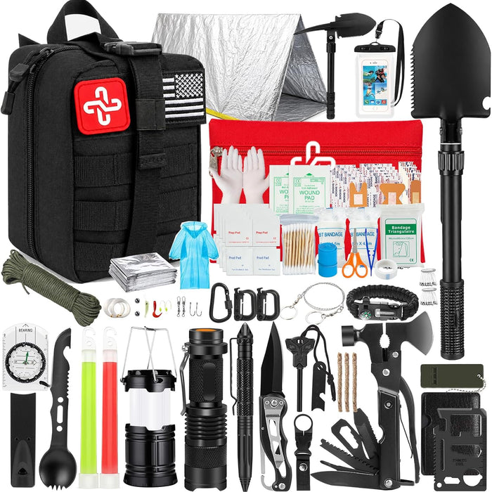 HIHEGD Survival Kit, 250 Pieces, Survival Gear First Aid Kit with Molle System product photo