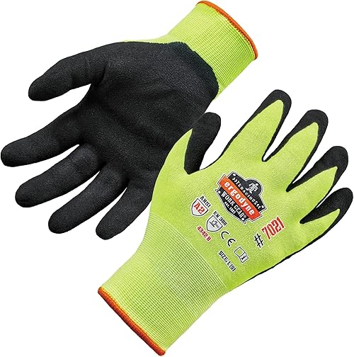 Ergodyne 7021 ProFlex Hi-Vis Nitrile Work Gloves, A3 Cut product photo