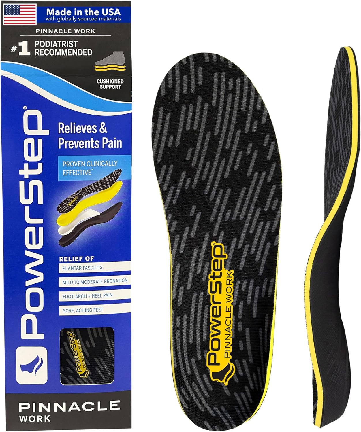 PowerStep Pinnacle Work Arch Support Insoles (Made in USA) product photo