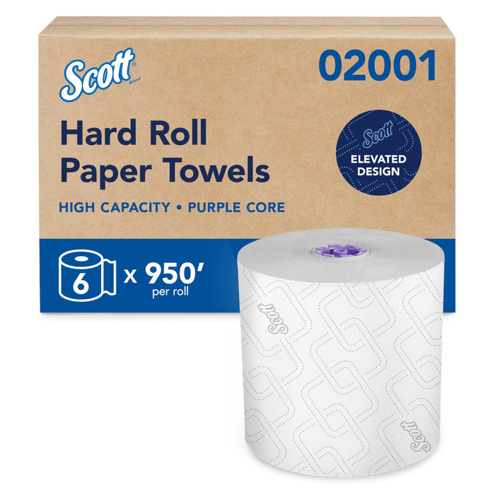 Scott 02001 High-Capacity Hard Roll Paper Towels, White — Purple Core, Absorbency Pockets product photo