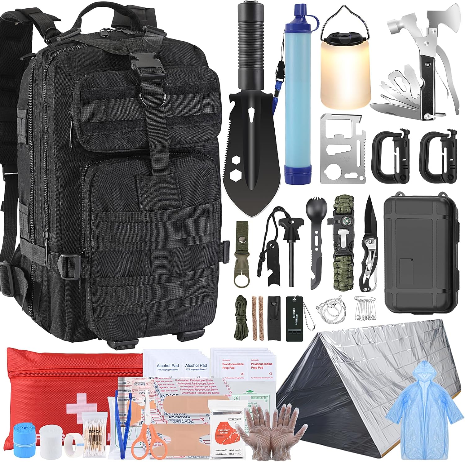 Pixato Survival Kit, Survival Gear and Equipment, 258 Pieces, with Water Filter product photo