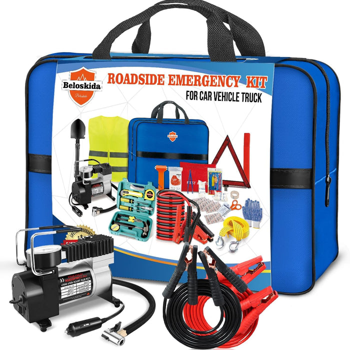 Beloskida Emergency Car Kit, Roadside Emergency Tool Kit with Air Compressor product photo