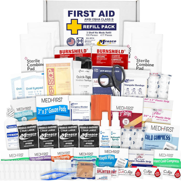 MFASCO First Aid Kit Refill Pack, 417 pcs, ANSI 2021 Class B product photo