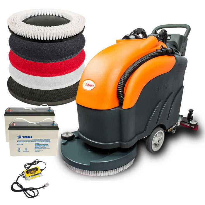 SUNMAX 22 in Cordless Walk-Behind Floor Scrubber — Battery, Dual Tanks, 31 in Squeegee product photo