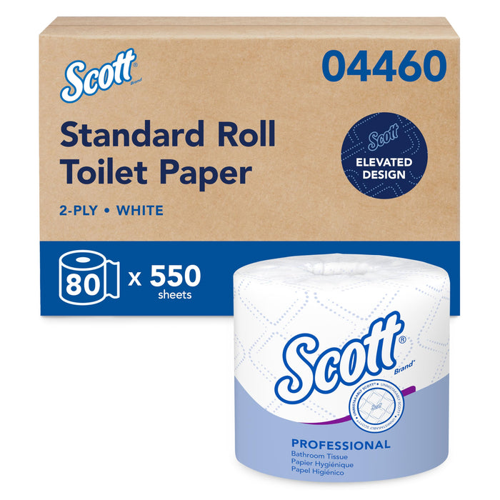 Scott 04460 Essential Standard Roll Toilet Paper, 2-Ply, White, 550 Sheets per Roll, 80 Rolls product photo
