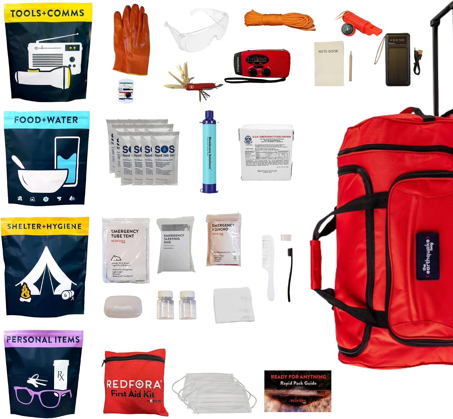 Redfora Complete Earthquake Bag, 3 Day Emergency Kit product photo