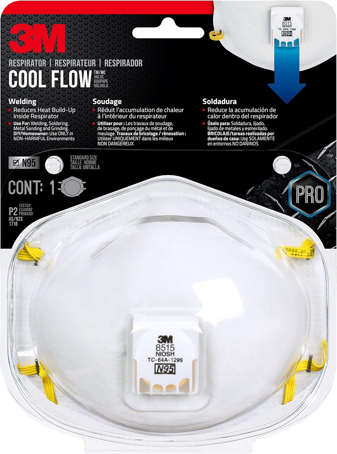 3M 8515HA1-A N95 welding flat-fold disposable respirator with Cool Flow valve