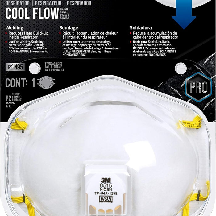 3M 8515HA1-A N95 welding flat-fold disposable respirator with Cool Flow valve