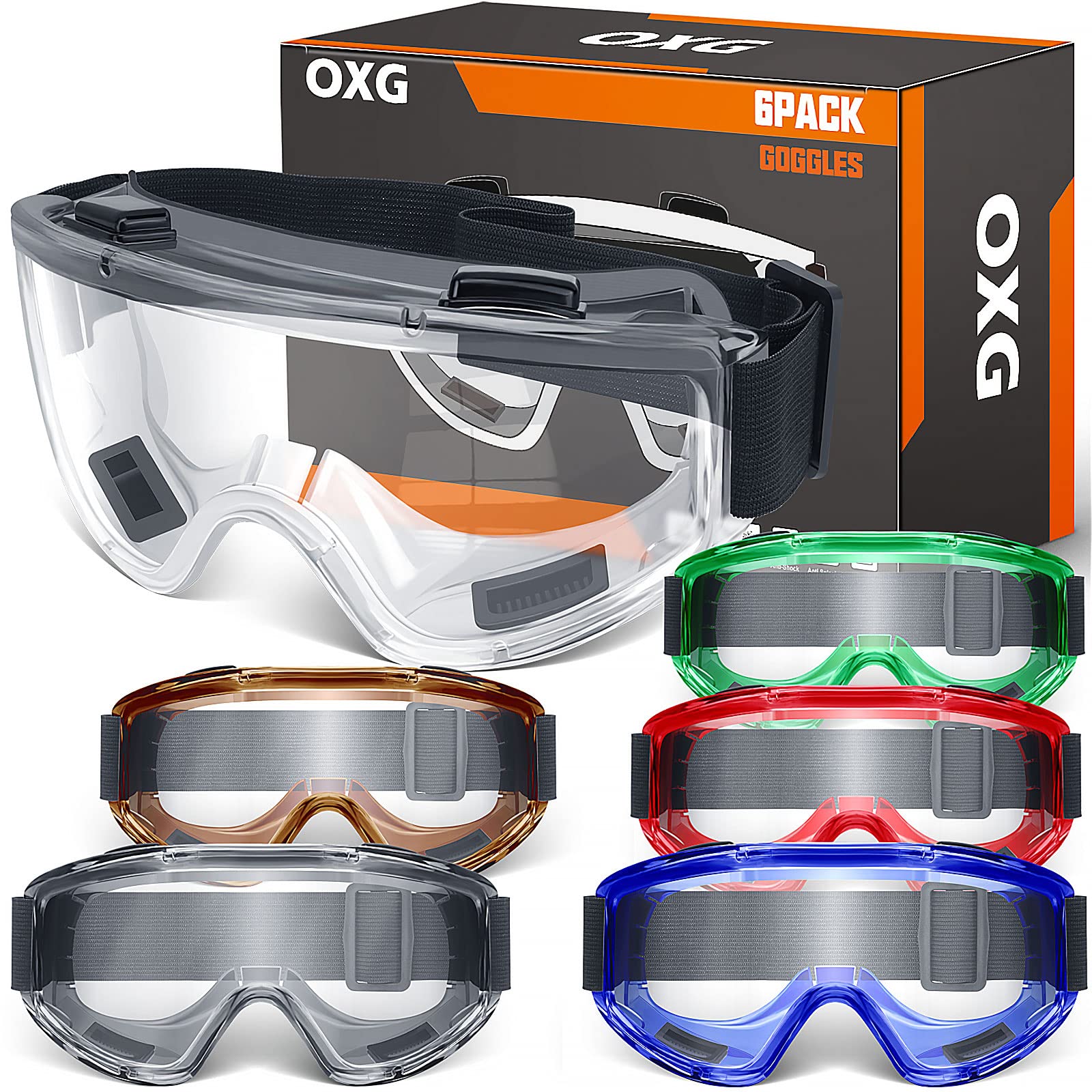 OXG 6-Pack Clear Anti-Fog Safety Goggles — Full-Seal, B0BGRPV7DJ product photo