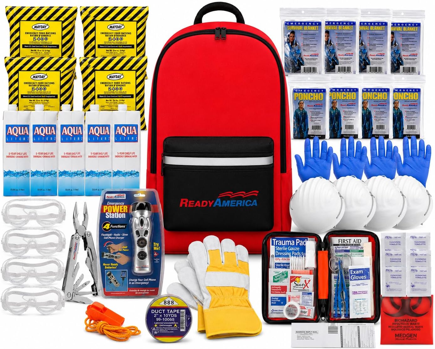 Ready America 72 Hour Deluxe Emergency Kit, 4-Person, 3-Day Backpack product photo
