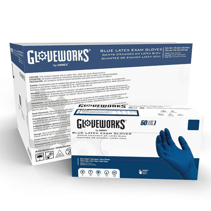 Gloveworks HD Blue Latex Gloves, 13 Mil Heavy Duty product photo