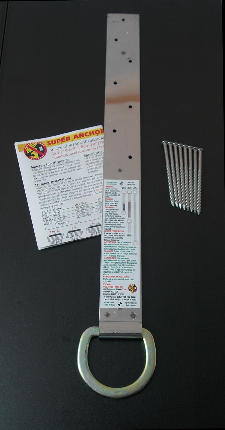 Super Anchor RS-20 Roof Tie Off Anchors Kit — Stainless, Dacromet D-Rings product photo