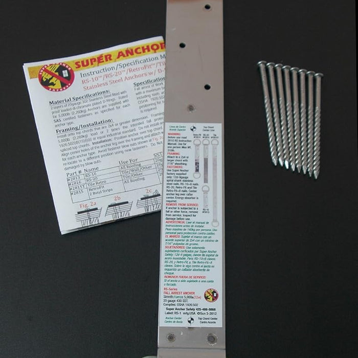 Super Anchor RS-20 Roof Tie Off Anchors Kit — Stainless, Dacromet D-Rings product photo